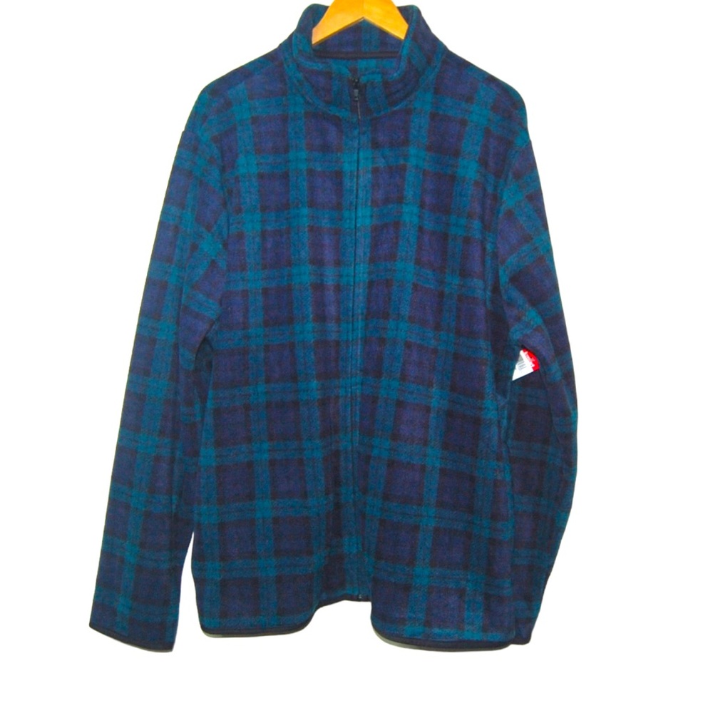 🐺- New Basic Editions fleece soft plaid zip up jacket with pockets.